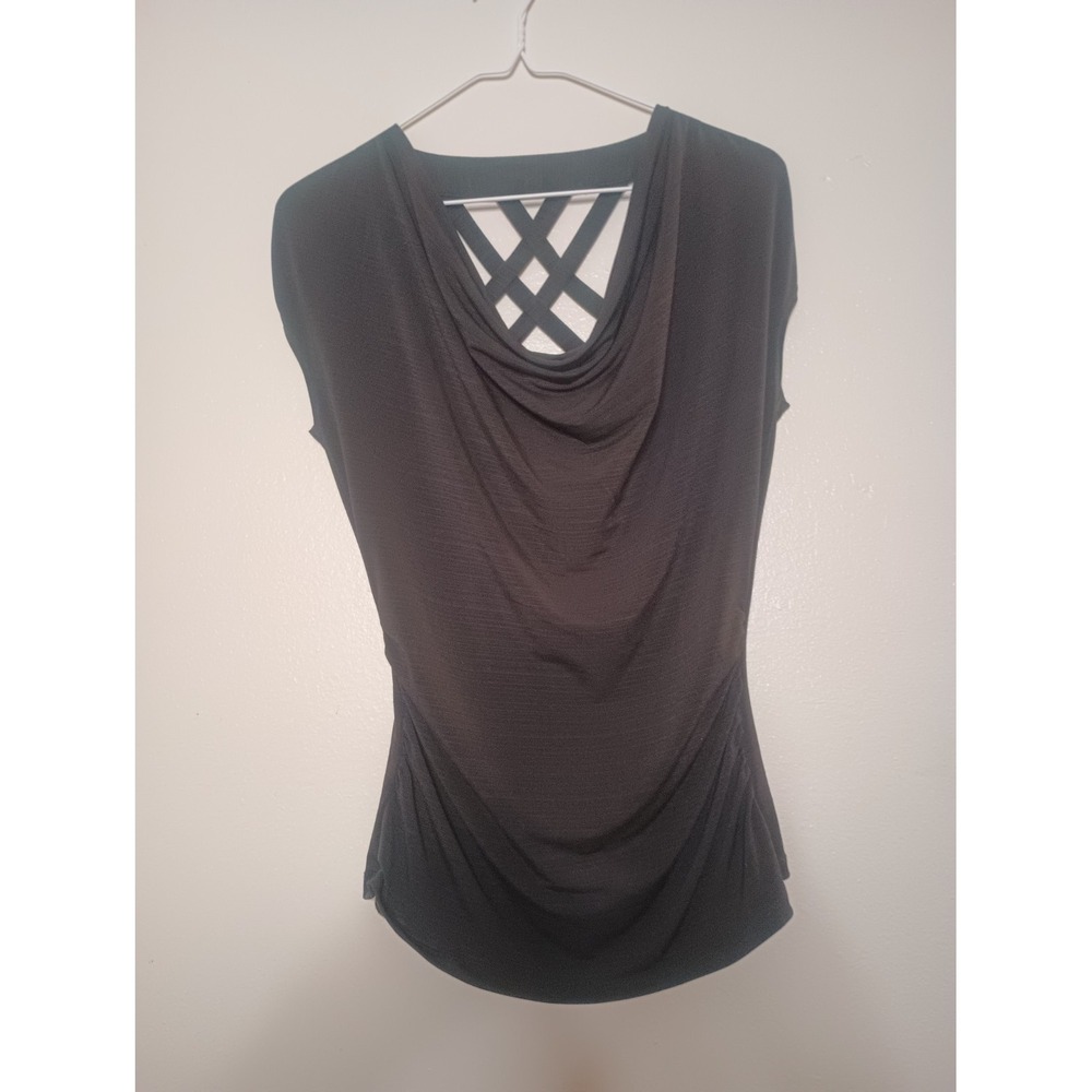 HeartSoul Cowl Neck Strappy Back Black Bodycon Top Womens S 10A1BS8582